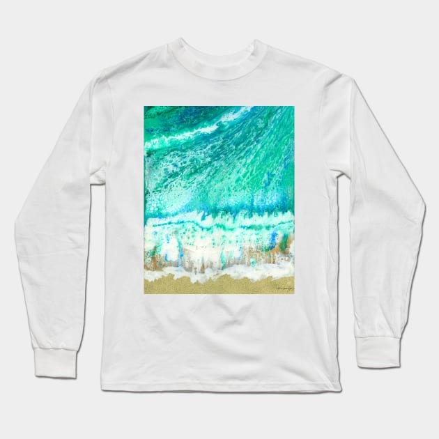 #1 Beach Shore With Sand And Surf Long Sleeve T-Shirt by ArtNuggets4U